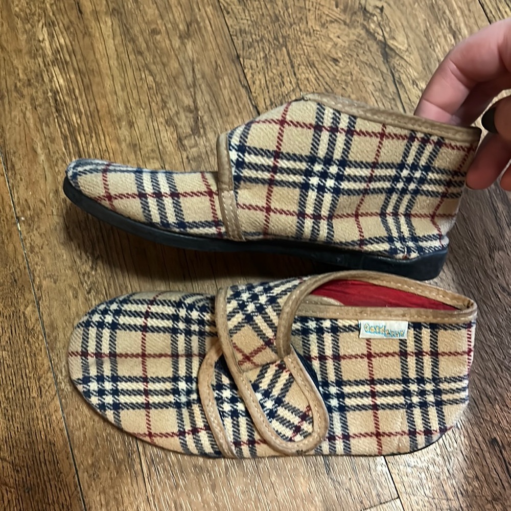 Gold Star (Natur Star) Plaid Toddler Slippers